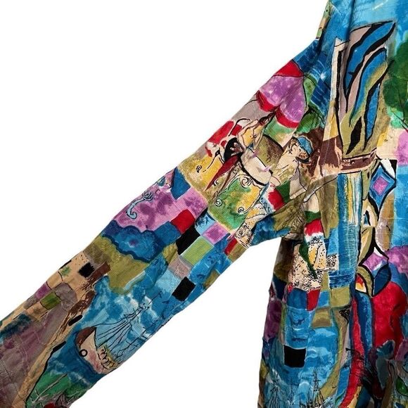 Y2K Vtg Keren Hart Womens Cotton Artsy Jacket 1X Abstract Lightweight Button Up - Picture 3 of 7